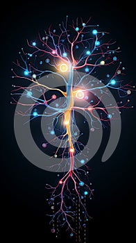 Neural connections of the brain. Vertical abstract background.