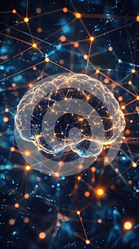 Neural connections in futuristic digital brain visualization