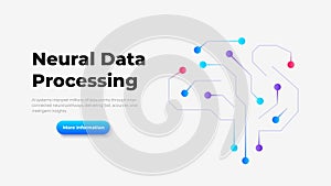 Neural Data Processing Concept with Artificial Intelligence Brain, Digital Connections and Machine Learning Visualization for