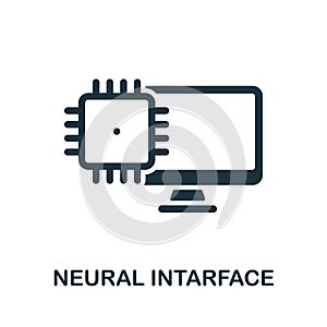 Neural Intarface icon. Monochrome sign from bioengineering collection. Creative Neural Intarface icon illustration for