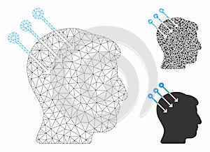 Neural Interface Connectors Vector Mesh Wire Frame Model and Triangle Mosaic Icon