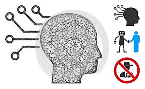 Neural Interface Polygonal Web Vector Mesh Illustration