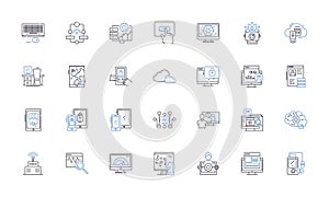 Neural nerks line icons collection. Artificial, Intelligence, Machine, Learning, Synapse, Computation, Data vector and
