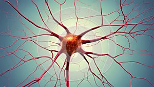 Neural network in action - A neuron with dendrites and axon photo