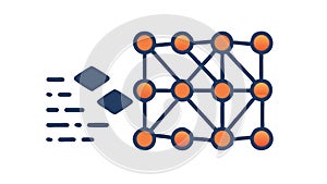 Neural Network AI Icon for Machine Learning and Data, vector design Generative AI