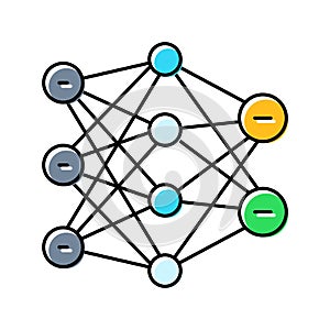 neural network ai integration color icon vector illustration