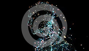 Neural network of artificial intelect. Glowing humanoid.