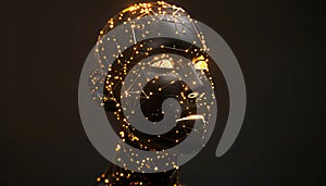 Neural network of artificial intelect. Glowing humanoid.