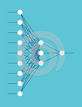 Neural network. Artificial intelligence concept. Computer neuron net.