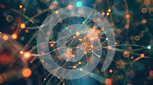 Neural network artificial intelligence tech abstract background. Generative AI