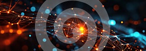 Neural network artificial intelligence tech low poly abstract background