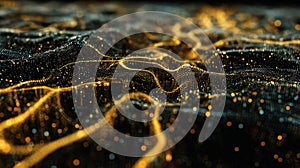 Neural Network Big Data Flow Visualization, Binary Code Matrix, AI Machine Learning Abstract Background, Quantum Computing, Cyber