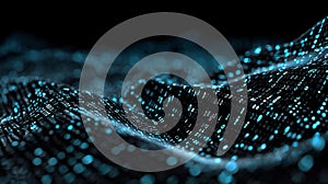 Neural Network Big Data Flow Visualization, Binary Code Matrix, AI Machine Learning Abstract Background, Quantum Computing, Cyber