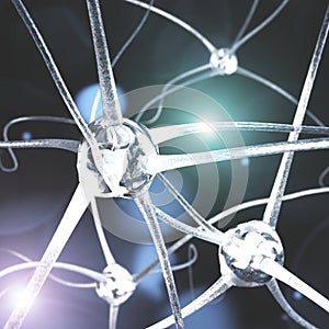 Neural network of the brain, neuron close-up