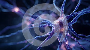 Neural Network Brain Visualization with Glowing Neural Nodes. Artificial Intelligence Deep Learning, Extreme Neural Detail.