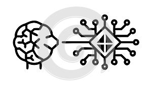 Neural Network Chip. AI processing, advanced computing, brain-computer interface, vector design Generative AI
