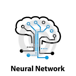 Neural network concept. Connected cells with links. High technology process. Deep Learning.