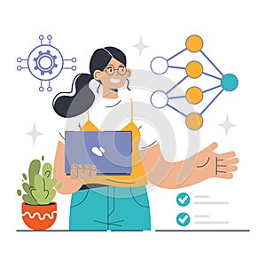 Neural Network concept. Flat vector