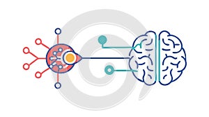 Neural network connecting brain and data, symbolizing AI and cognitive processes. vector design Generative AI