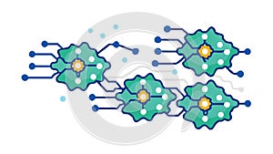 Neural network connections: advanced AI and complex data processing systems, vector design Generative AI