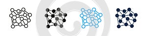 Neural Network Connections Digital Grid Line and Solid Icon Set. Artificial Intelligence Data Structure Symbol