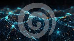 Neural Network 3D Render: Quantum Core, Data Streams, Digital Connectivity