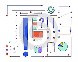 Neural network data 2D linear cartoon object