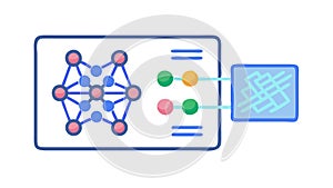 Neural Network Data Flow. Artificial Intelligence and Computing. vector design Generative AI