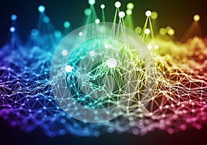 Of a neural network or data map with interconnected nodes, depicted