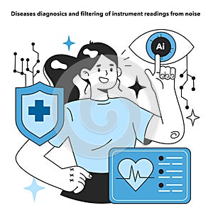 Neural network in diseases diagnosics and filtering of instrument