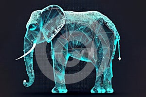 Neural network of an elephant with big data and artificial intelligence circuit board in the body of the animal