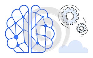 Neural Network and Gears Representing AI and Cloud Technology Integration