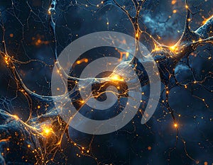 Neural network with glowing connections representing artificial intelligence