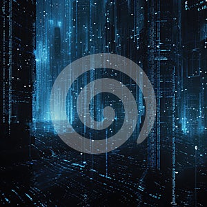 neural network matrix digital background binary code. Generative AI