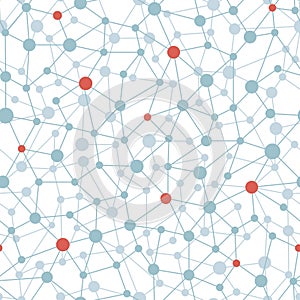 Neural network seamless pattern. Neural network of nodes and connections. Vector