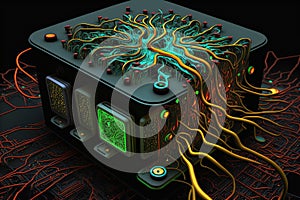 neural network simulation, with real-time processing and visualization of its internal workings