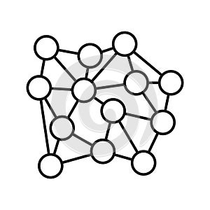 Neural Network Structure Line Icon. Artificial Intelligence And Machine Learning Outline Symbol. Data Processing And