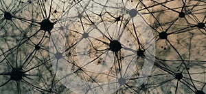 Neural Network Structure Visualization, Intricate Web of Neurons and Synapses, Abstract Representation of Brain