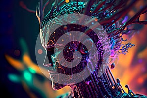 Neural network. virtual emulation technology concept Generative AI