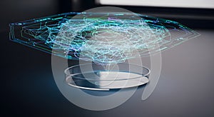 Neural network visualization, digital brain concept.