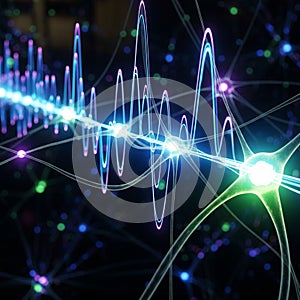 Colorful wave patterns and interconnected points, symbolizing