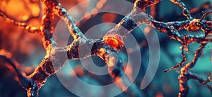 Neural Network Visualization, Intricate Neuron Structures, Glowing Synapses, Abstract Biological Art, Colorful Neural