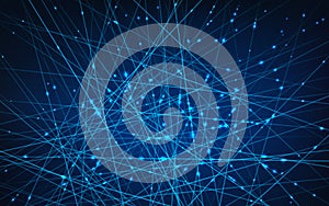 Neural Networks. Artificial intelligence and deep learning concept. Lines and Nodes connected into cells computer web. Vector