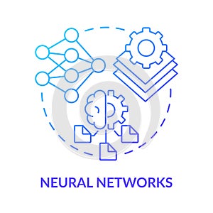 Neural networks blue gradient concept icon