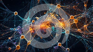 Neural Networks, Data Streams, and Light Patterns in an Abstract AI Representation