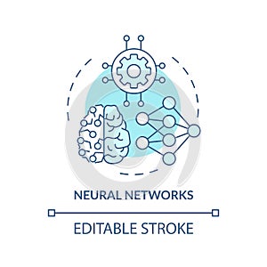 Neural networks turquoise concept icon
