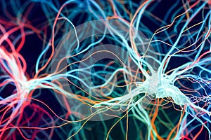 Neural synaptic pathways, neurotransmitter firing, Generative AI