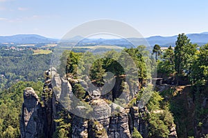 Neurathen Castle at rocks Bastei in Rathen, Saxon Switzerland