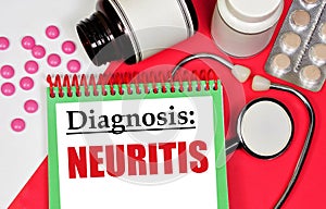 Neuritis. The inscription of the diagnosis of the disease in the medical folder.