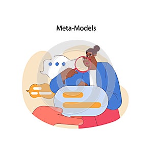 Neuro-linguistic programming meta-models concept. Flat vector illustration photo